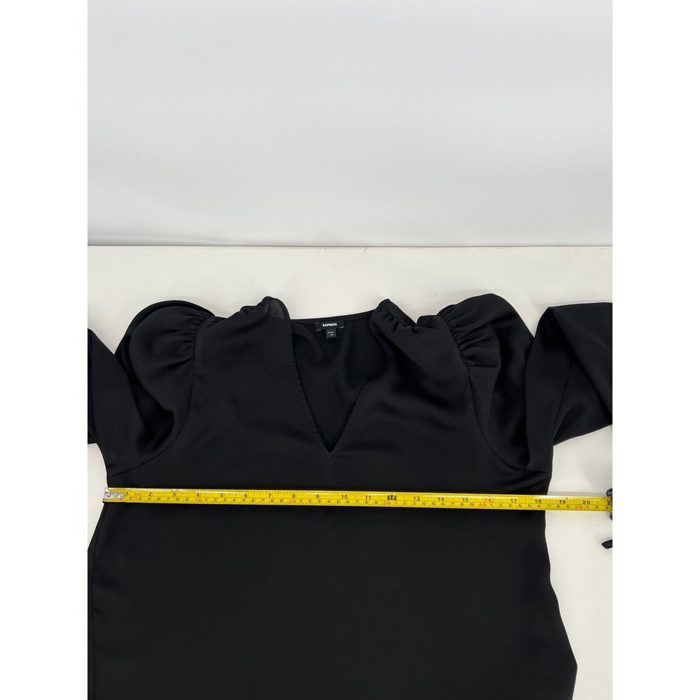 Express Blouse V-Neck Blouse Long Sleeve Puff Sleeve Black Top XS - Picture 5 of 9